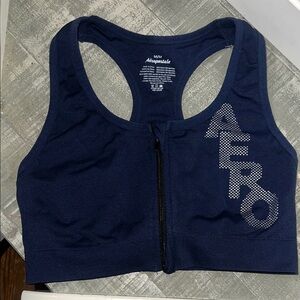 Aeropostale Women's Dark Blue Zip-Front Sports Bra